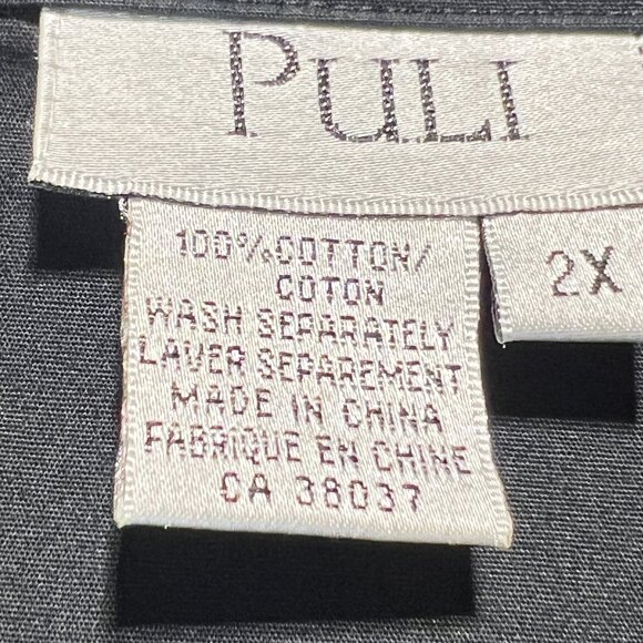🖤PULI Black 100% Cotton Button-Up Shirt - Size 2X - Picture 5 of 8